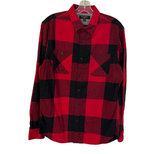 Banana Republic Men’s Red Black Buffalo Plaid Flannel Button Up Slim Fit Shirt M
